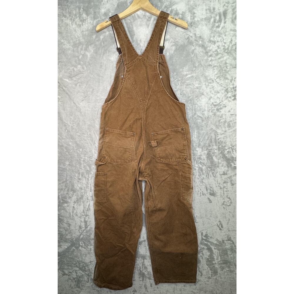 Carhartt Overalls Mens 34x30 Brown Duck Canvas Bib Workwear Construction R06 - Picture 4 of 9